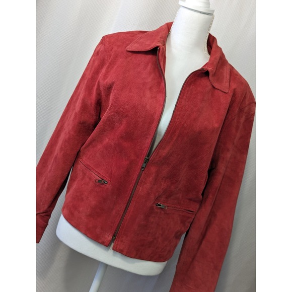 Silverleaf Jackets & Blazers - VINTAGE! SILVERLEAF! SOFT RED SUEDE LEATHER TEXTURED BOMBER JACKET, COAT! SZ S